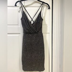 Windsor Black Bodycon Cocktail Dress with Plunge Neckline